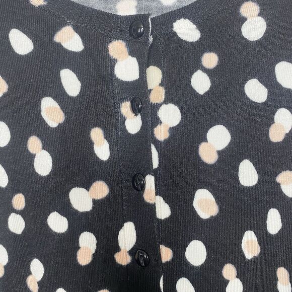 Philosophy Womens Cardigan Sweater Button Up Size 1X Polka Dot Black Cream White - Picture 5 of 9